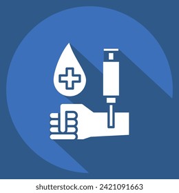 Icon Drill Blood. related to Blood Donation symbol. long shadow style. simple design editable. simple illustration