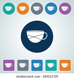 Icon of Drink Cup in Multi Color Circle & Square Shape. Eps-10.