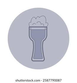 Icon of drink glass filled with frothy beverage. Refreshing drink concept