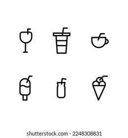 Icon Drink ice black outline set vector