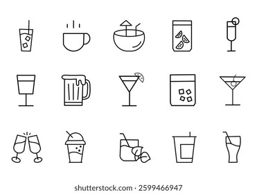 Icon Drink Outline Element Set