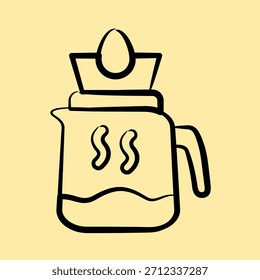 Icono goteo brebaje. Elementos de cafetería. Icono en estilo dibujado a mano.