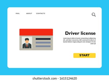 Icon of driver license. Document, information, business card. Car driving concept. Can be used for topics like identification, citizenship, driver