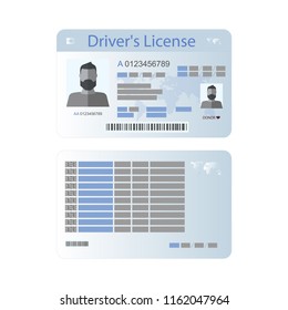 Icon-Führerschein im flachen Stil, Personalausweis. Personalausweis, Personalausweis, Identitätsnachweis, Personenangaben. Vektorillustration.