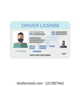Icon driver's license in flat style, identity card. ID card, identification card, identity verification, person data. Vector illustration.