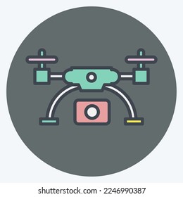 Icon drone and Aerial Imaging. related to Photography symbol. color mate style. simple design editable. simple illustration