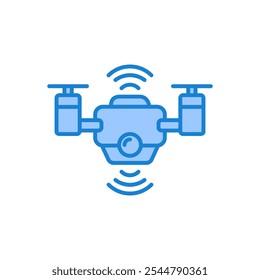 
icon Drone equipped with four propellers, a camera, and signal waves in the air. Perfect for technology, surveillance, and innovation concepts.
