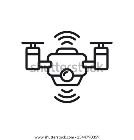 
icon Drone equipped with four propellers, a camera, and signal waves in the air. Perfect for technology, surveillance, and innovation concepts.
