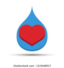 Icon of a drop of water with a heart. Fully editable vector image.