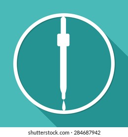 Icon dropper on white circle with a long shadow