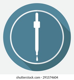 Icon dropper on white circle with a long shadow
