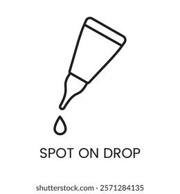 An icon of a dropper with a pointed tip in vector, representing precise spot on application, with an editable stroke.