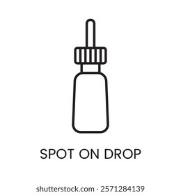 An icon of a dropper with a pointed tip in vector, representing precise spot on application, with an editable stroke.