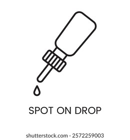 An icon of a dropper with a pointed tip in vector, representing precise spot on application, with an editable stroke.