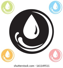 Icon drops in 5 colors. Vector. 