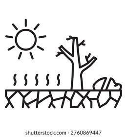 An icon of drought from the hot sun until the trees dry up and the ground cracks