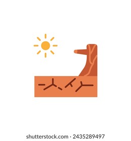 icon Drought,Dry land, dry tree and scorching sun. Disaster strikes.vector background white background - editable stroke vector illustration