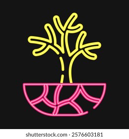 Icon droughts. Global warming elements. Icon in neon style.
