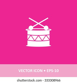 Icon of Drum on Magenta Color Background. Eps-10.