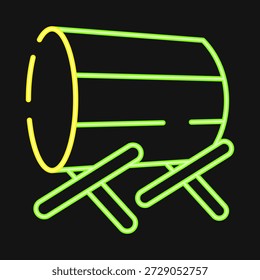 Symboltrommel. Ramadan Kareem Elemente. Symbol im Neonstil.