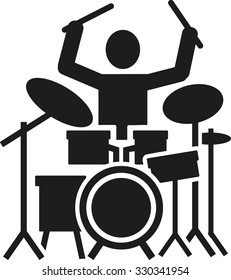 Icon of a drummer with drum kit