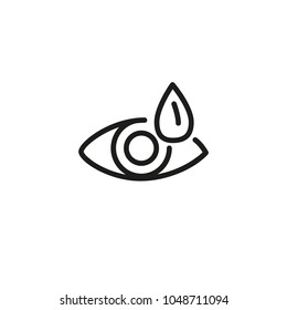 Icon Of Dry Eye. Tired Eye, Saline-containing Drops, Medication, Artificial Tear. Optometry Concept. Can Be Used For Topics Like Ocular Routine, Allergy, Medicine