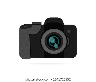 Icon of DSLR-camera. Modern electronic device with texture. Technology theme. Colorful flat vector illustration isolated on white background.