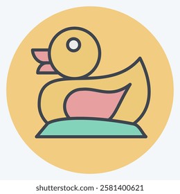 Icon Duck. related to Kindergarten symbol. color mate style. design editable