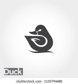 icon duck swimming, swimming duck logo, simple duck