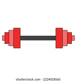 icon of dumbbell in doodle style isolated on white background.