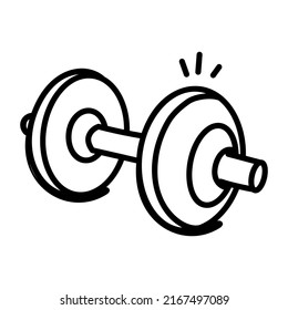 An icon of dumbbells designed in sketchy style 

