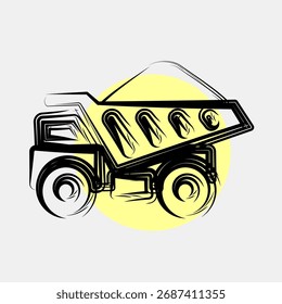 Icon dump truck. Gold mining elements. Icon in color spot style.