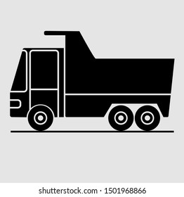 Icon dump truck modern  glyph style. isolated on gray background