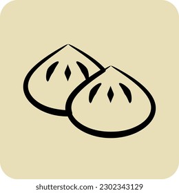 Icon Dumpling. suitable for Bakery symbol. hand drawn style. simple design editable. design template
