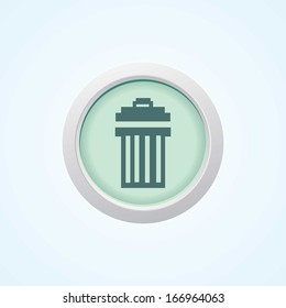 Icon of Dust Bin on Button. Eps-10.