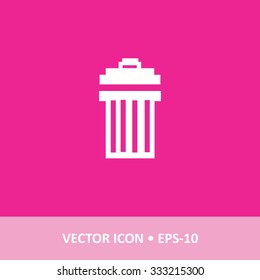 Icon of Dustbin on Magenta Color Background. Eps-10.
