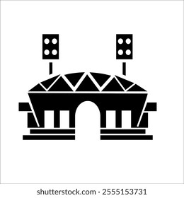  icon dynamic depiction of a stadium, featuring stands and floodlights, perfect for sports or event-themed projects.