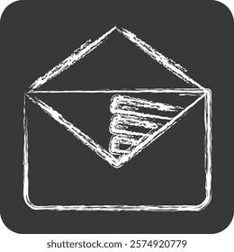 Icon E Mail Marketing. related to Media and Advertising symbol. chalk Style. editable