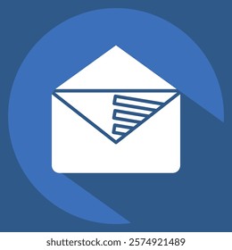 Icon E Mail Marketing. related to Media and Advertising symbol. long shadow style. editable