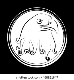 Icon eagle on white circle . Vector illustration.