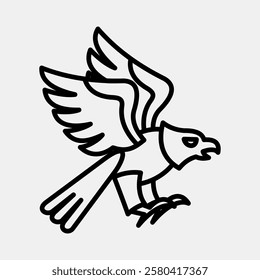 Icon eagle. Traditional tattoo elements. Icon in line style.