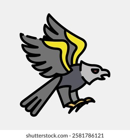 Icon eagle. Traditional tattoo elements. Icon in filled line style.