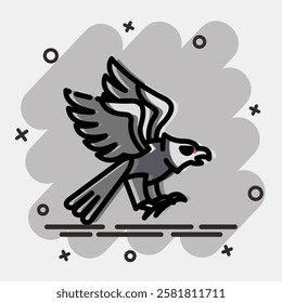 Icon eagle. Traditional tattoo elements. Icon in comic style.