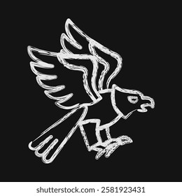 Icon eagle. Traditional tattoo elements. Icon in chalk style.