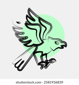 Icon eagle. Traditional tattoo elements. Icon in color spot style.