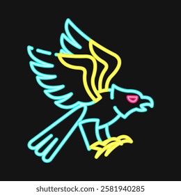 Icon eagle. Traditional tattoo elements. Icon in neon style.