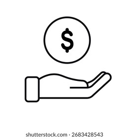 icon of earning money vector black and white