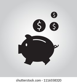 Icon Earnings / Pig / coin / Vector 10 EPS