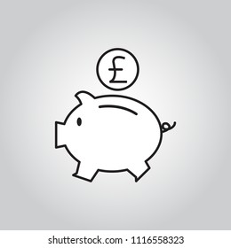 Icon Earnings / Pig / coin / Vector 10 EPS