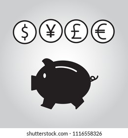 Icon Earnings / Pig / coin / Vector 10 EPS